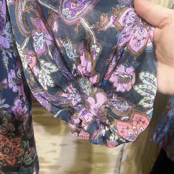 Anthropologie Storia Mini Dress Floral Print Boho Size Medium Romantic - Picture 6 of 15